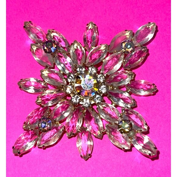 other Jewelry - Massive Statement Colorless Rhinestone Crystal AB Brooch Vintage Jewelry Bridal